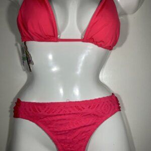 Pink Becca Swimsuit womens top (L) & Bottom (L) bathing suit NWT american fit